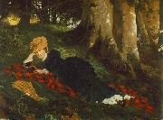 Woman Reading in a Forest